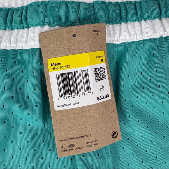Air Jordan Dri-FIT Mesh Diamond Shorts Teal White HF9910 392 Men's Sz Small - Picture 5 of 5